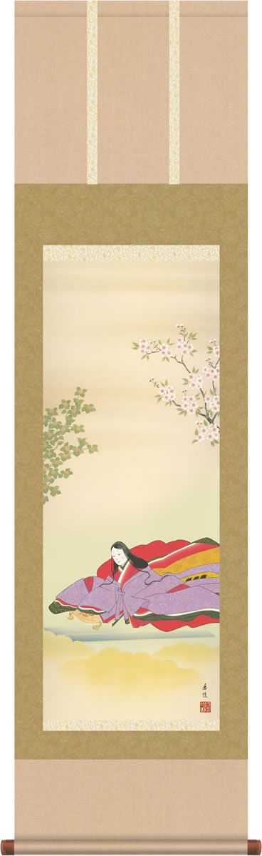 乐天商城 - 桃の節句画掛軸-小野小町/西尾香悦(尺三)床の間 和室 女の子 祭り お祝い お雛様 初節句 モダン オシャレ 吊るし 子供 孫[送料無料]