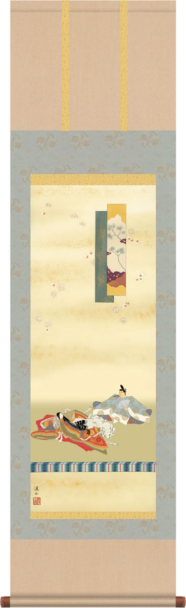 Rakuten - 桃の節句画掛軸-歌仙雛/伊藤渓山(尺三)床の間 和室 女の子 祭り お祝い お雛様 初節句 モダン オシャレ 吊るし 子供 孫[送料無料]