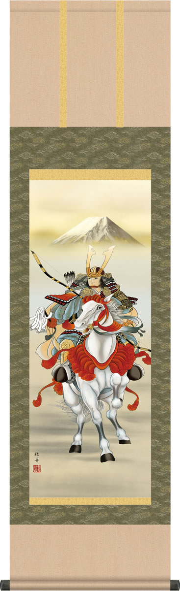 Hanging Scrolls - 端午の節句画掛軸-白馬武者/長江桂舟(尺三)床の間 和室 男の子 男児 お祝い 祭り モダン おしゃれ 孫 子供 贈答[送料無料]
