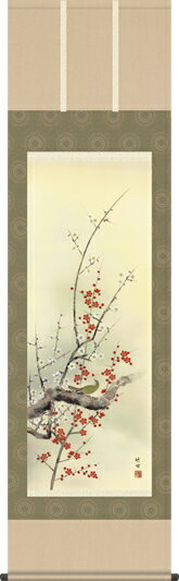 掛け軸-四季花鳥（春）／田村　竹世（尺五・床の間に春用掛軸花鳥画掛軸をどうぞ） [送料無料]
