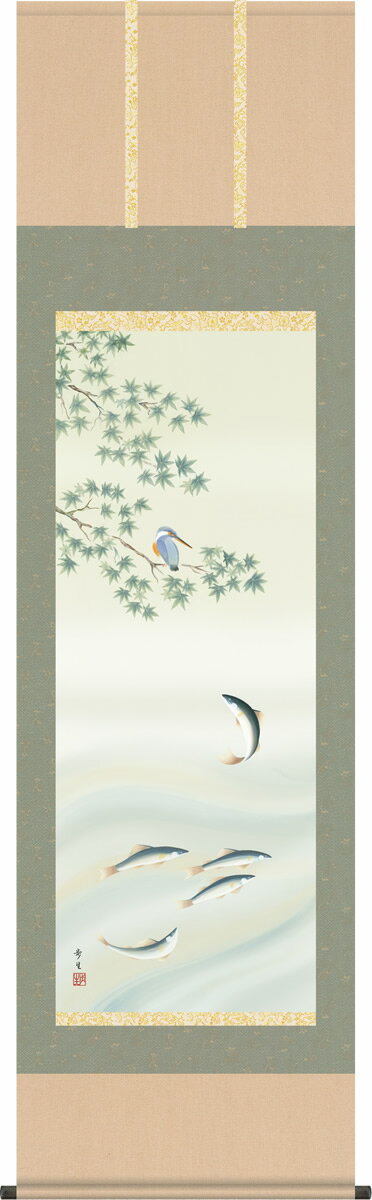 乐天商城 - 掛け軸-四季花鳥（夏）／北山歩生（尺五 桐箱）花鳥画掛軸・送料無料掛け軸