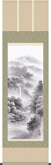 掛け軸-悠景彩遷／長江桂舟（尺五）山水画掛軸・送料無料掛け軸[和室 床の間 モダン ギフト おしゃれ 壁掛け 吊るす 安い 贈物 贈答 表装]
