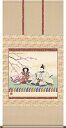 掛け軸-段雛/奥居 佑山(幅広タイプ尺八横・床の間に桃の節句画掛軸華やかな掛軸をどうぞ)[和室 床の間 節句画 桃 雛祭り お雛様 女の子 モダン オシャレ 壁...