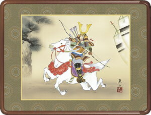 隅丸和額-若武者／榎本東山（欄間やなげしに端午の節句画隅丸和額をどうぞ）