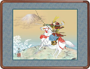 隅丸和額-若武者／阿部静雅（欄間やなげしに端午の節句画隅丸和額をどうぞ）