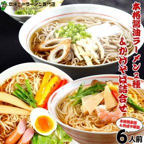 年越しそばにあったか 煮込みそば 関東 関西しょうゆラーメン2種 の贅沢詰め合わせセット 栄養と旨みがたっぷり溶け込んだスープ (3種 6人前) 保存食 ギフト 御中元 内祝