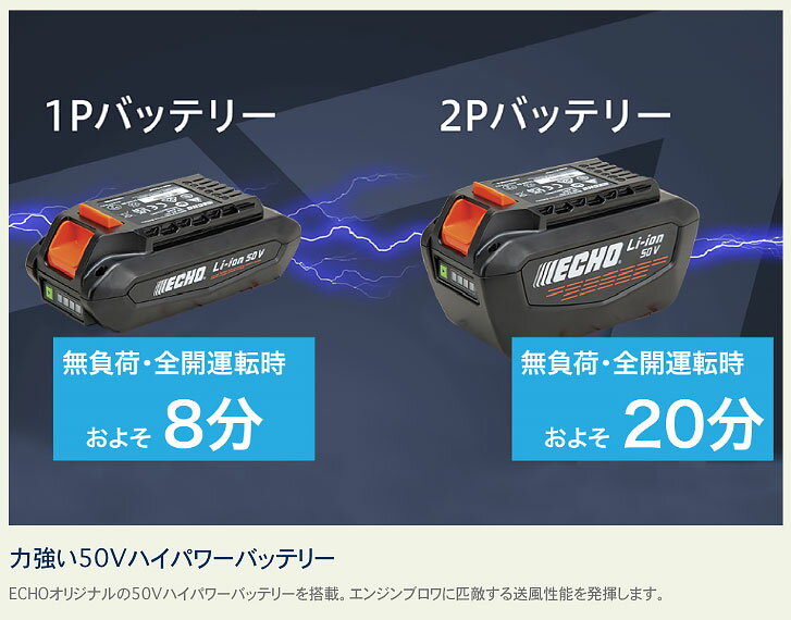 [プラスワンキャンペーン] エコー 50Vバッテリー ブロワ 2Pバッテリー2個＋充電器...