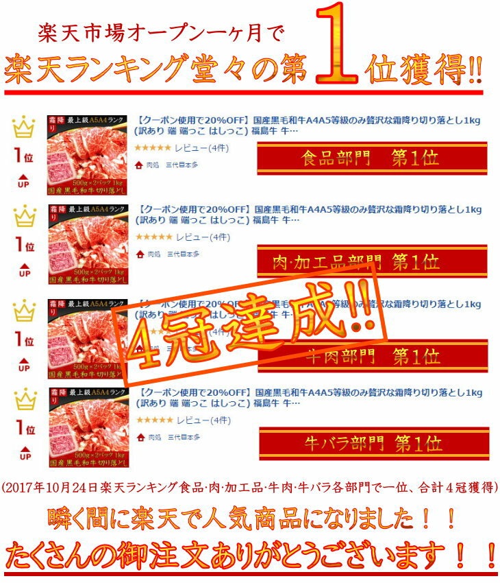 【クーポン使用で15％OFF!!】送料無料 すき焼 和牛 切り落とし 国産黒毛和牛A4A5等級のみ贅沢な霜降り切り落とし1kg お取り寄せ グルメ 福島牛 牛肉 すき焼