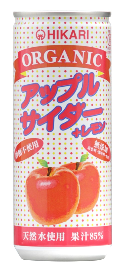 送料無料 光食品 有機JAS認証オーガニックアップルサイダー＋レモン 250ml×30缶