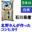 送料無料「北野さんのこしひかり」白米 5kg・令和2年産 新米 コシヒカリ・石川県産