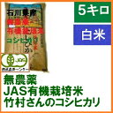 無農薬 有機栽培米《JAS》白米 5kg「竹村さんのこしひかり」 令和元年産 新米 （有機・有機米・オーガニック米 等販売）