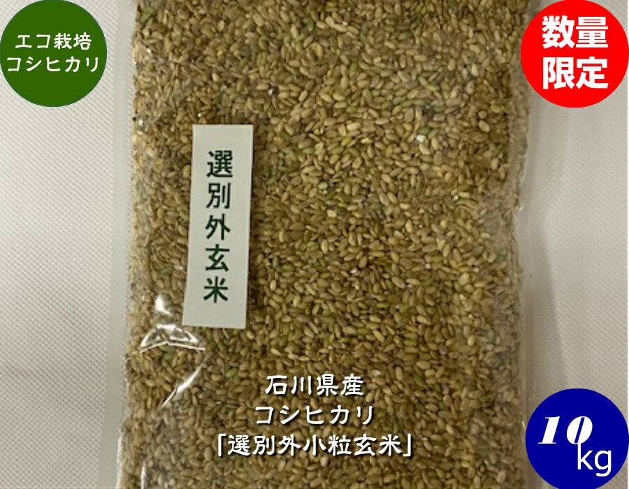 送料無料 令和5年産 エコ栽培米コシヒカリ「選別外小粒玄米」 10kg 宅配便