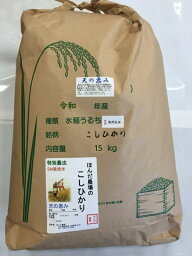 令和5年産 新米 送料無料 「自然農法米 こしひかり 天の恵み」玄米 15kg 特別栽培米 減農薬・石川県産［減農薬、コシヒカリ、自然農法、お米、等販売］