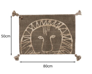 ギャベ リサラーソン 玄関マット 室内/屋内 50×80cm ライオン 北欧