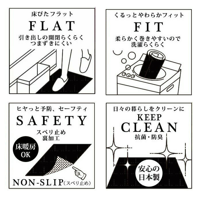 キッチンマット 洗える 薄手 50×150cm へリンボーン柄 モダン B.B COLLECTION 『フ...