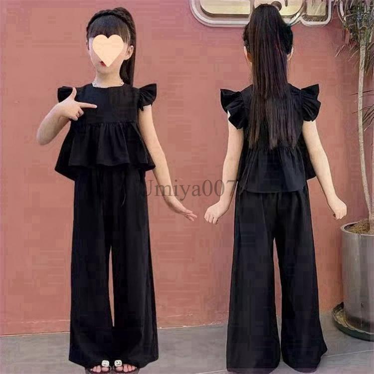 乐天商城 - キッズ ジュニア 女の子 上下 子供服 セットアップ おしゃれ ゆったり シンプル 大人っぽい トップス ボトムス ズボン かわいい きれい