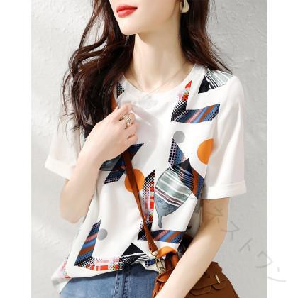 Rakuten - 秋服 レディース ファッション オシャレ カワイイ シンプル 大人カワイイ 大きいサイズ 秋 半袖 T シャツ カジュアル 快適 プリント トップス トレンド 秋物 秋冬 秋カラー シーズン おし