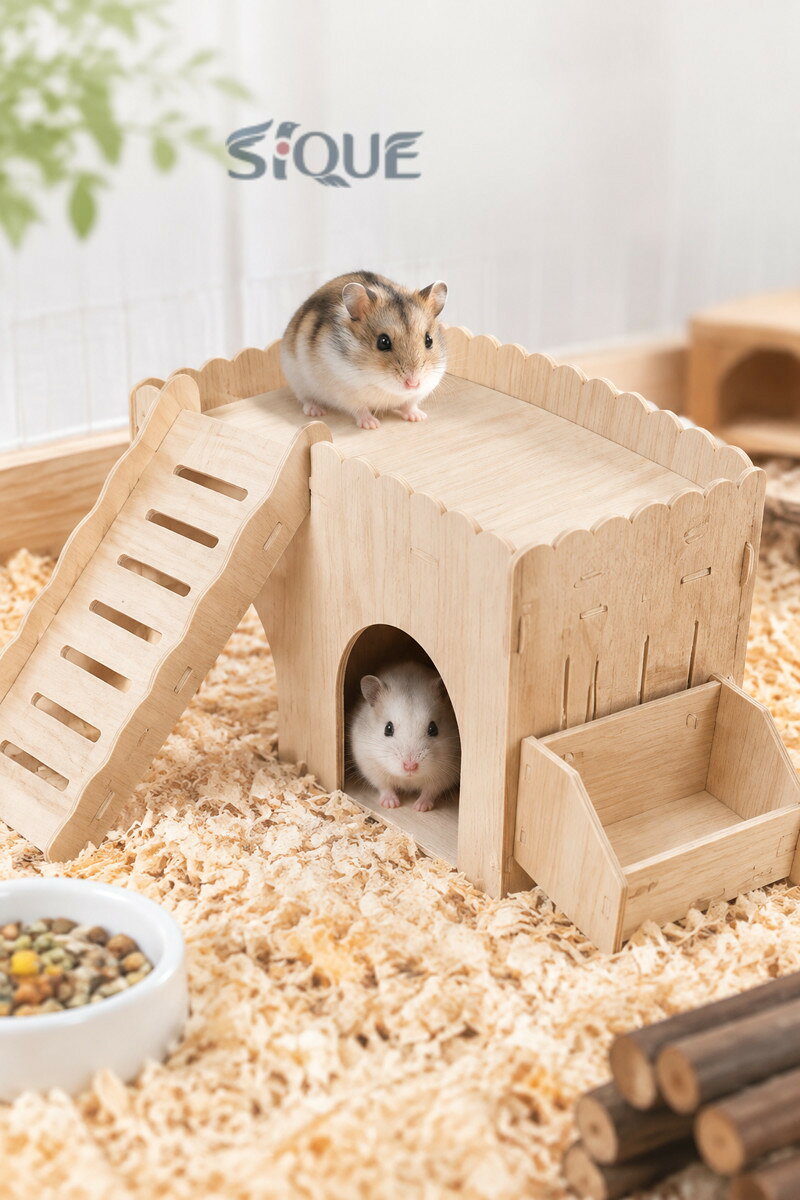 木製モルモットハウス プレイハウス 丈夫な生息地装飾 大型ウサギの隠れ家 小動物...