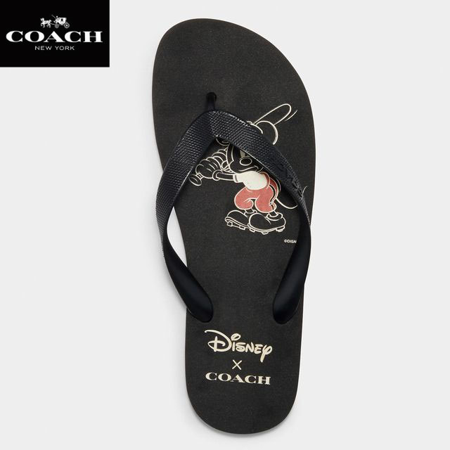 コーチ 【あす楽対応】DISNEY×COACHBEACH SANDALZAK FLIP FLOPWITH SPORTコーチビーチサンダルザック フリップ フロップミッキーマウスG5271 BLK正規店購入