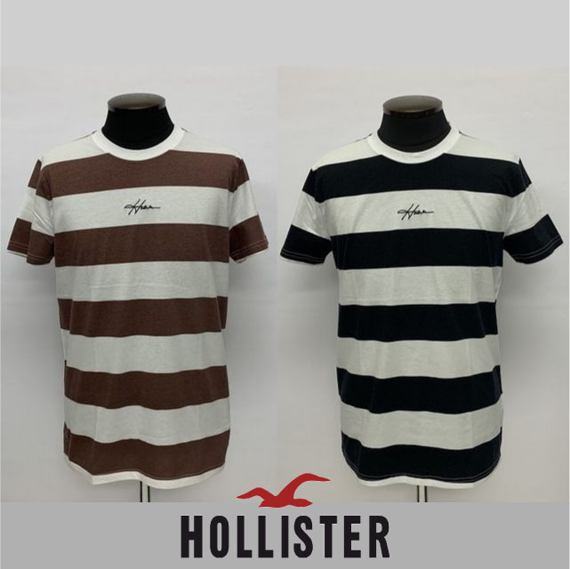 HOLLISTERBORDER PRINT T-SHIRTSホリスターボーダープリントロゴ刺繍半袖Tシャツ324-368-0900-604324-368-0900-904サーフ、カリフォルニア正規店購入品