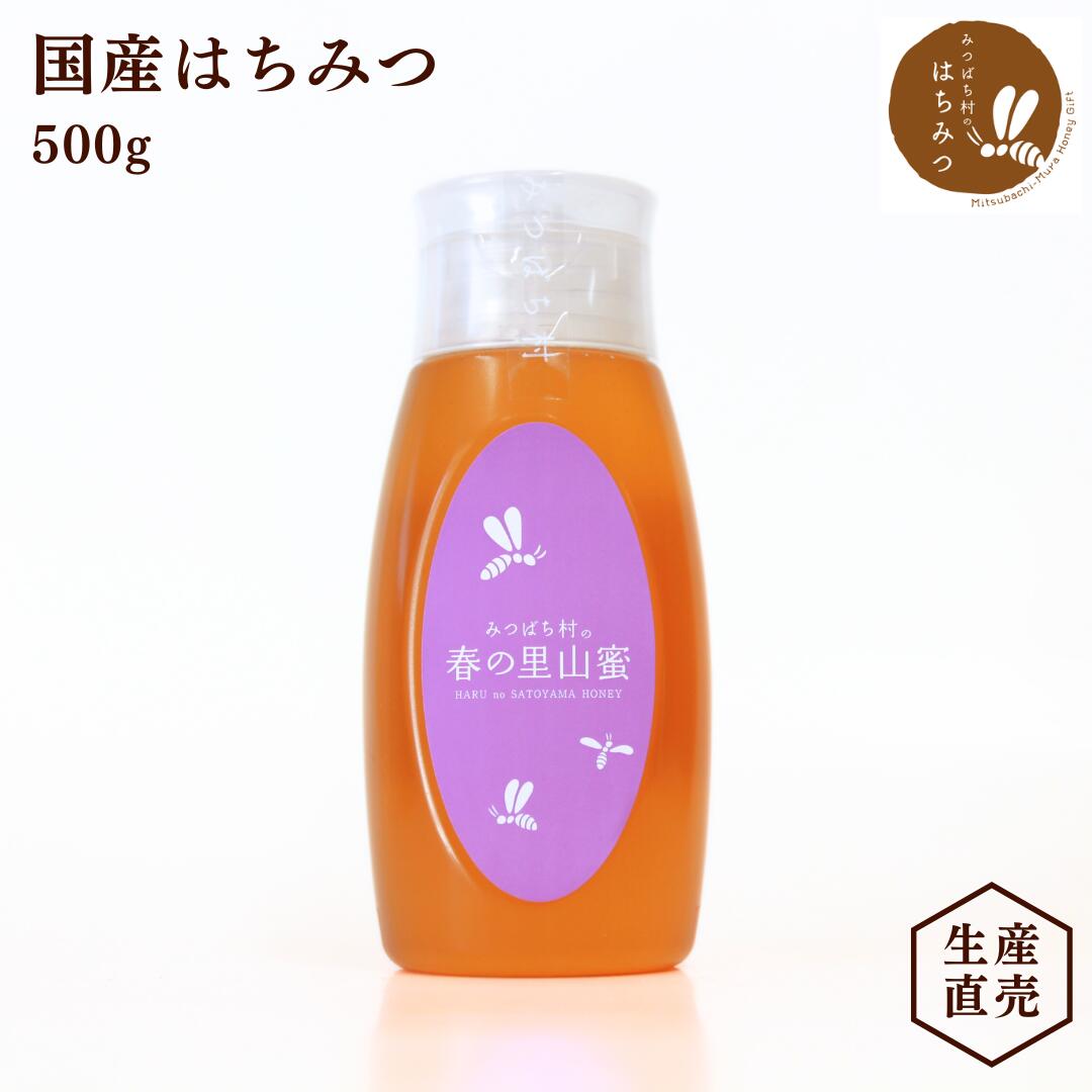 生産直売！養蜂場から直接お届け！国産 はちみつ 春の里山蜜 500g 倒立容器 蜂蜜 ハチミツ 純粋 非加熱 完熟 生はち…