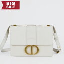 【中古】最終価格!★値下げ ★クリスチャンディオールChristian Dior モンテーニュ レザーホワイト ショルダーバッグ バッグ レザー レディース ホワイトベージュ系 CD金具 斜め掛け ポーチゴールド金具 2WAY ストラップ付き