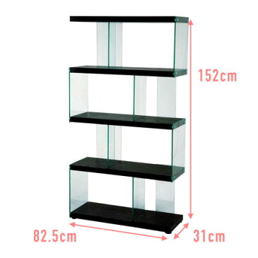 クリアシェルフ ハイタイプ ( シェルフ ラック ディスプレイラック ジグザグ ガラス製 収納家具 リビング家具 小物収納 送料無料 )