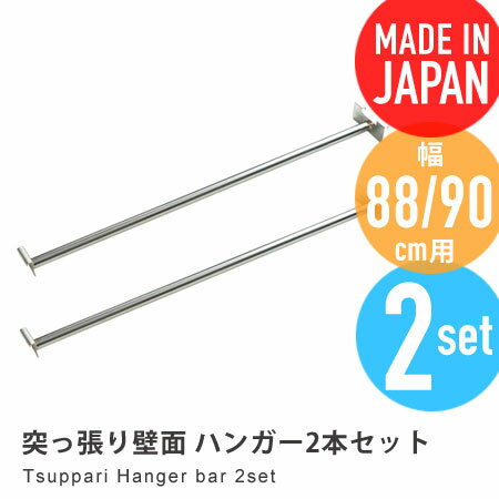 突っ張り壁面 間仕切り 幅88・90cm用ハンガー2本セット eirin （ オプション つっぱり ハンガーラック 壁面家具 システムラック ウォークインクローゼット メタルラック ）