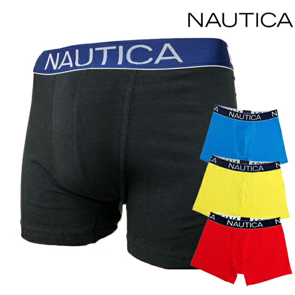 【メール便可】NAUTICA ノーティカ メンズ ボクサーパンツ ブラック/レッド/イエロー/ブルー 前閉じ ボクサーブリーフ ショーツ 【男性..