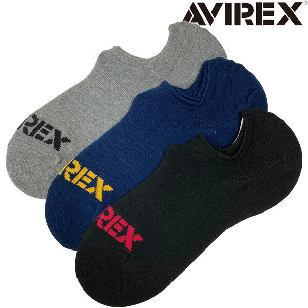【3足セット】アビレックス AVIREX アンクル丈 ソックス 25-27cm 靴下 ノーショーソックス グレー/ネイビー/ブラック 3足組 ユニセックス アヴィレックス スポーツサンダルやローカットスニーカーに プレゼント ギフトにもおすすめ メール便対応