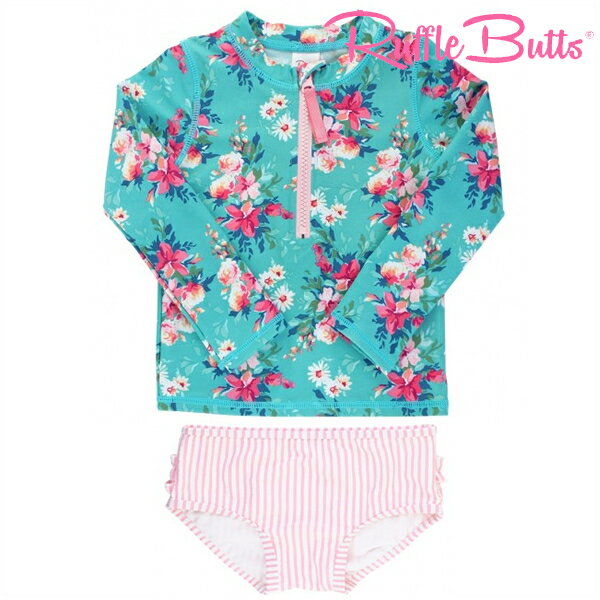 【メール便可】RUFFLE BUTTS ラッフルバッツ長袖 ラッシュガード ＆ふりふりビキニ ファンシー フラワー 花柄 水着 …