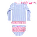 【メール便可】RUFFLE BUTTS ラッフルバッツ長袖 ラッシュガード ＆ふりふりビキニ ストライプ＆ドット 水着 スイムウェア トップ ビキニUFP 50 日焼け対策 スイミング 海 プール 水遊び 川遊び 夏 ベビー/赤ちゃん＆キッズ/子供用 ガールズ NEW