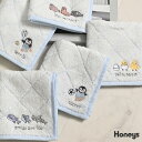【期間限定クーポン♪】ハンカチ タオルハンカチ ミニタオル 刺繍 綿100% ワンポイント アニマル柄 ダイヤモンドジャカード ユニーク レディース Honeys ハニーズ ハンカチタオル