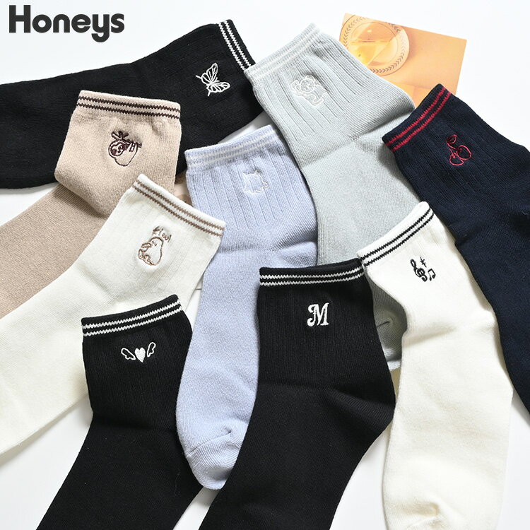 ＼10%OFFクーポン配布中♪／靴下 ソックス ショート丈 ワンポイント 刺繍 ライン入り 綿混 ガ ...