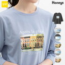 ■特別クーポン配布中■トップス Tシャツ 7分袖Tシャツ フォトプリントTシャツ カットソー コットン 綿 UVカット レディース Honeys ハニーズ 7分...