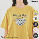 SALE トップス Tシャツ 半袖Tシャツ カットソー 半袖 トムとジェリー キャラクター ゆったり 刺繍 綿100% レディース セール Honeys ハニー...