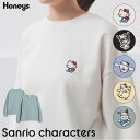 トップス スウェット 長袖 ロゴ 刺繍 サンリオ ゆったり 裏毛 レディース Honeys ハニーズ サンリオキャラクターズ/ゆるトレーナー