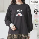 トップス Tシャツ ロンT 長袖Tシャツ カットソー 長袖 ディズニー ゆったり 綿混 プリント レディース Honeys ハニーズ ディズニー/ゆるTシャツ