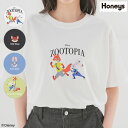 SALE トップス Tシャツ 半袖Tシャツ カットソー 半袖 ズートピア キャラクター ゆったり キッズ 子供 綿混 レディース セール Honeys ハニーズ...