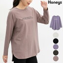 ■特別クーポン配布中■トップス カットソー 長袖 コットン 綿 Tシャツ ロンT ロゴT 長袖Tシャツ レディース Honeys ハニーズ ロゴチュニックTシャツ