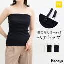 \最大2000円OFFクーポン!4/27(日)23:59まで/トップス ベアトップ インナー UVカット ストレッチ 綿混 テレコ素材 無地 肩ひも調節可能 肩...
