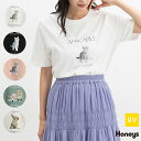 \最大2000円OFFクーポン配布中♪/トップス Tシャツ 半袖Tシャツ カットソー 半袖 コットン 綿 UVカット フォトプリントTシャツ レディース Honeys ハニーズ アニマルプリントTシャツ