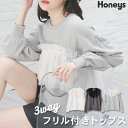■GW特別クーポン配布中■SALE トップス スウェット 長袖 トレーナー 綿 3WAY オーバーサイズ ゆったり 付け衿 レディース セール Honeys ハ...