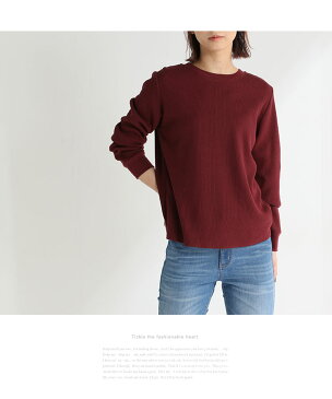 【特別クーポン配布中】トップス Tシャツ レディース 長袖 無地 花柄 ボーダー 秋 冬 春 ワッフル Honeys ハニーズ ワッフルクルーネックT
