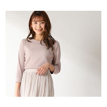 【特別クーポン配布中】トップス Tシャツ 7分袖 無地 花柄 ボーダー クルーネック ワッフル レディース 春 Honeys ハニーズ 7分袖ワッフルクルーT