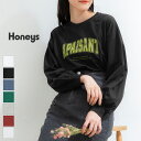 トップス Tシャツ ロンT 長袖 カレッジロゴ 綿 コットン ゆったり レディース 秋 春 オールシーズン SALE セール Honeys ハニーズ カレッジロゴゆるTシャツ