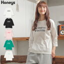 トップス ロンT カットソー Tシャツ クルーネック ロゴ ゆったり インナー レディース 春 雑誌掲載 ラ・ファーファ SALE セール Honeys ハニーズ 7分袖ロゴTシャツ