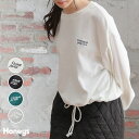 ■特別クーポン配布中■SALE トップス スウェット トレーナー 長袖 ロゴ刺繍 裏毛 ショート丈 韓国風 レディース 秋 セール Honeys ハニーズ 裾ド...