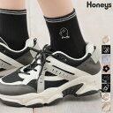 【最大2000円OFFクーポン】靴下 ソックス ショート丈 クルー丈 ロゴ 白 黒 おしゃれ 可愛い Honeys ハニーズ ライン入りワンポイントソックス