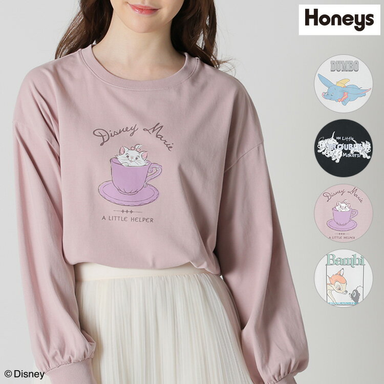 トップス Tシャツ 長袖 ロンT ボリューム袖 レディース 大人 子供 おそろい Honeys ハニーズ ディズニー／ゆるTシャツ